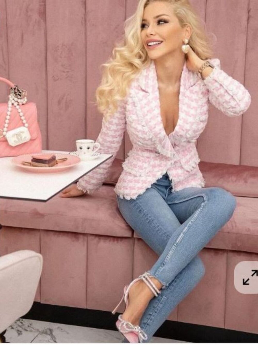 Pink and White Tweed Blazer (Fits like XS)